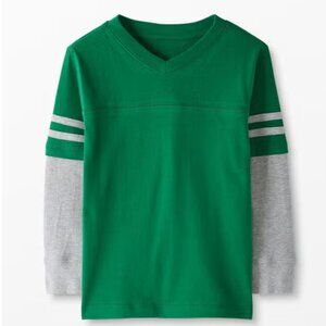 Sz 8 OEKO-TEX Double-sleeve Long Sleeve, Fjord Green (and gray) Hanna Andersson